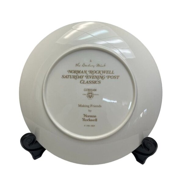 1981 Norman Rockwell Gorham Plate Making Friends Saturday Evening Post Classics - Picture 2 of 5